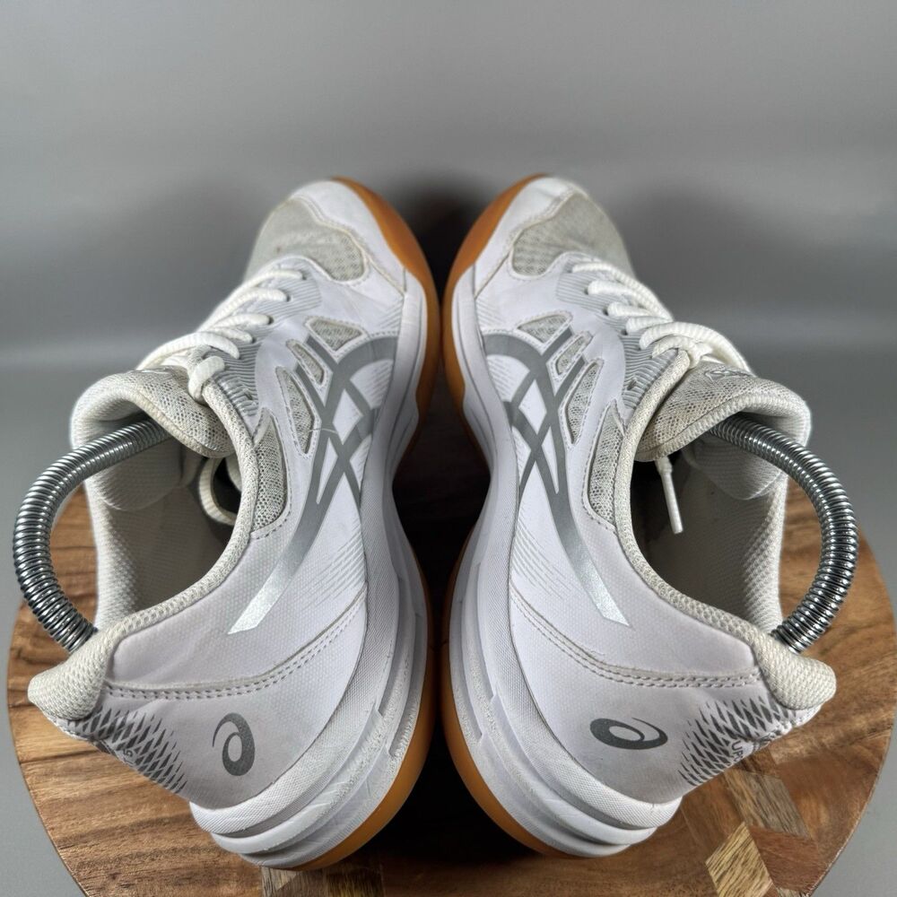 Asics White Silver Athletic Shoes with Gum Soles - Picture 6 of 8